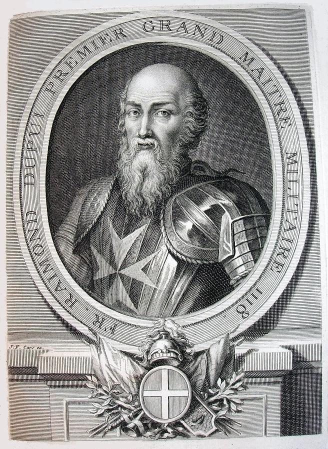 Engraved portrait of Raymond du Puy, first grand master of the Knights Hospitaller, by Laurent Cars