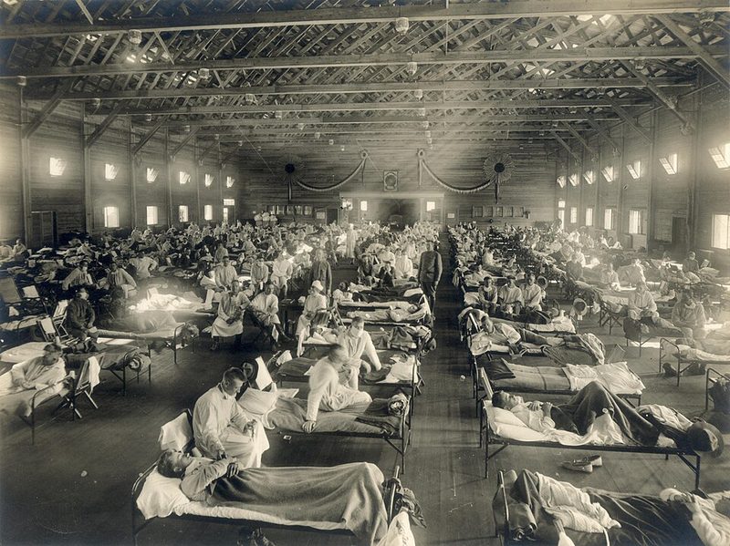 Emergency hospital during the influenza epidemic, Camp Funston, Kansas, 1918