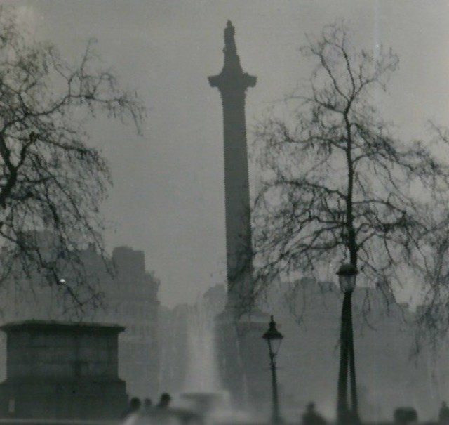 Nelson's Column in London during the Great Smog, December 1952