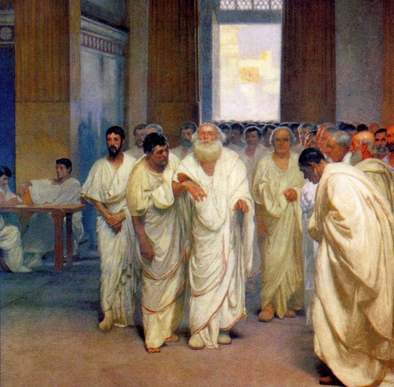 A 19th-century painting of Appius Claudius Caecus being led into the Roman Senate