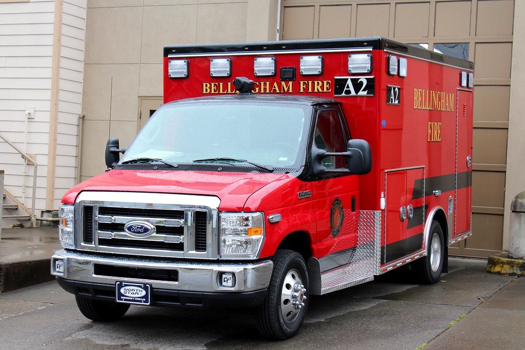 A fire department ambulance