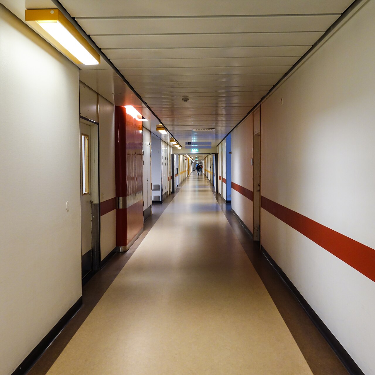 A long hospital corridor